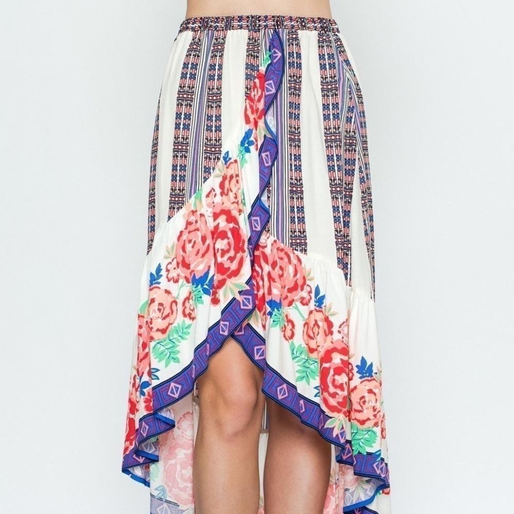 Las Rosas Hi-low Flying Tomato skirt